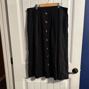 SHEIN Black A-Line Skirt with Buttons down front